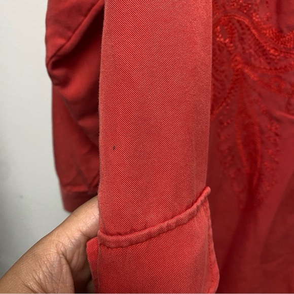 Soft Surroundings Woman's 2X Embroidered Button Down Weekender Tencel Dress - Picture 9 of 13